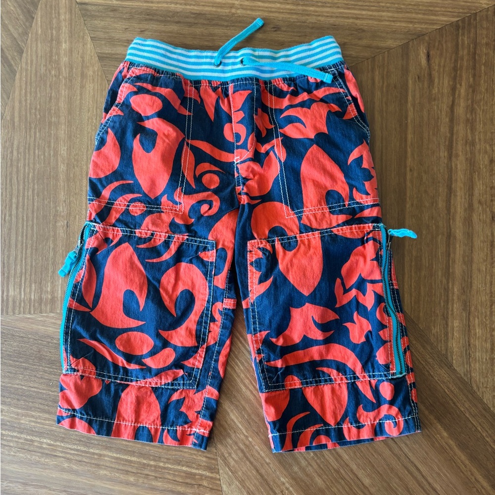 Mini Boden Red and Blue Patterned Kids Shorts